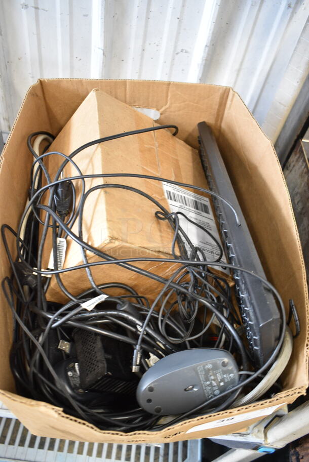 ALL ONE MONEY! Lot of Various Items Including Keyboard, Mouse and Wiring - Image 1 of 9