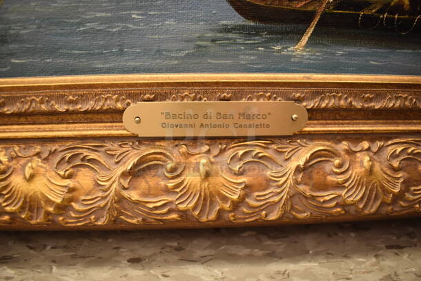 Framed Canvas Painting Reproduction of Bacino di San Marco by Giovanni Antonio Canaletto From Art Dealer Ed Mero! - Image 6 of 7