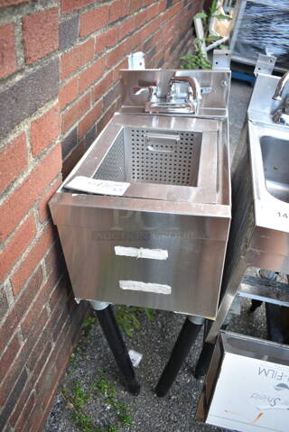 Stainless Steel Commercial Single Bay Sink w/ Faucet, Handles and Strain Insert. 