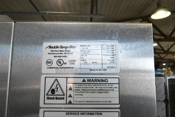 Aladdin Temp-Rite ADL-26 Stainless Steel Commercial Single Door Reach In Cooler. 120 Volts, 1 Phase. Tested and Working! - Image 5 of 6