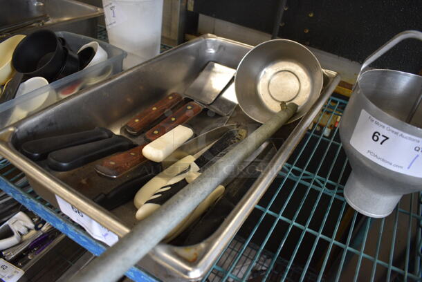 ALL ONE MONEY! Lot of Various Utensils Including Knives, Spatula and Ladle in Stainless Steel Full Size Drop In Bin! - Image 4 of 4