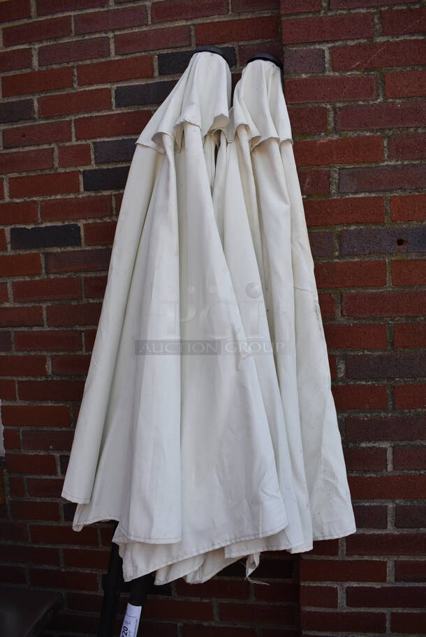 2 White Patio Umbrellas. 85". 2 Times Your Bid! - Image 2 of 4