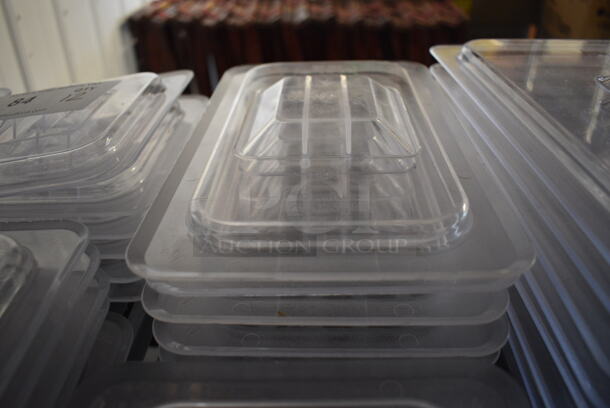 ALL ONE MONEY! Lot of 10 Clear Poly 1/4 Size Drop In Bin Lids! 2 Are Notched - Image 2 of 3
