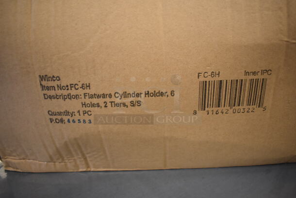 BRAND NEW IN BOX! Winco FC-6H Stainless Steel Countertop Flatware Holder. 15x12x8 - Image 4 of 4