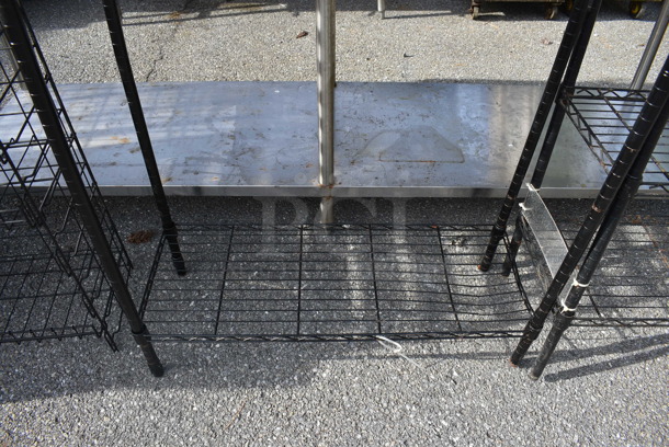 Black Finish 4 Tier Wire Shelving Unit. BUYER MUST DISMANTLE. PCI CANNOT DISMANTLE FOR SHIPPING. PLEASE CONSIDER FREIGHT CHARGES. 35.5x14x55 - Image 3 of 3