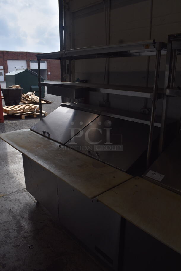 2015 Model True TSSU-60-24M-B-ST Commercial Stainless Steel Sandwich/Salad Prep Table With Overhead Shelving, Steel Pans And Refrigerated Base With Steel Racks. 115V/1 Phase. Tested And Working - Image 2 of 7