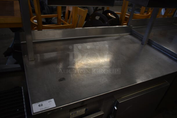 FMI H07048 Stainless Steel Commercial Single Door Work Top Cooler w/ Over Shelf and Back Splash on Commercial Casters. 115 Volts, 1 Phase. Tested and Powers On But Does Not Get Cold - Image 3 of 7