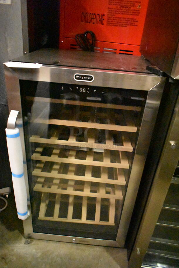 BRAND NEW SCRATCH AND DENT! Whynter FWC-341TS Metal 34 Bottle Freestanding Wine Cooler Merchandiser w/ Display Shelf and Digital Control. 115 Volts, 1 Phase. Tested and Working! - Image 2 of 6