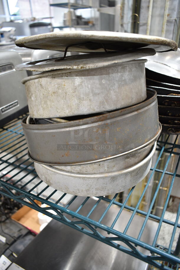 ALL ONE MONEY! Lot of Various Items Including Poly Spatulas, Metal Skillets, Round Baking Pans and Lid.  - Image 5 of 6
