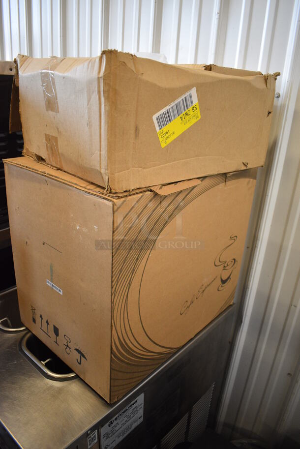 	IN ORIGINAL BOX! LIKE NEW! Kalerm Model KLM1601PRO Black Poly Countertop Automatic One Touch Coffee Cappuccino Espresso Machine w/ 2 Lower Drawers and Hopper. 120 Volts, 1 Phase. 12x16x24 - Image 6 of 7