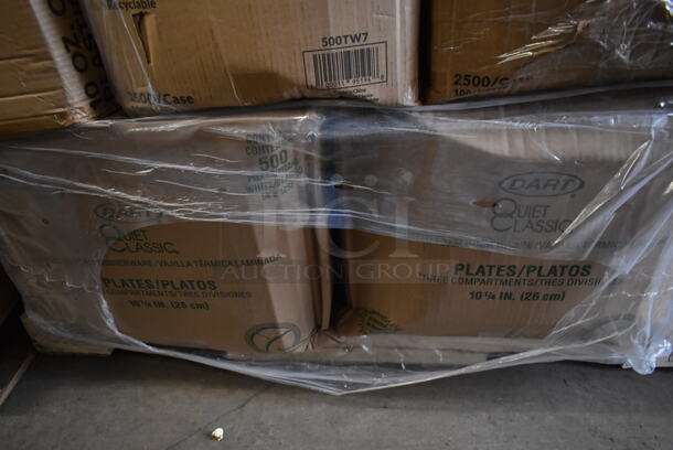 PALLET LOT of 20 BRAND NEW Boxes Including Dart 50HT1 5" x 5" x 3" White Foam Hinged Lid Container - 500/Case, 245CCGR10BL Baker's Lane 10" White Corrugated Grease-Resistant Cake Circle - 100/Case, 2 Box Dart Quiet Classic Plates, 2 500TW7 Choice 7 oz. Translucent Thin Wall Plastic Cold Cup - 2500/Case, 2 Box 485WJ10TN Choice 10 1/4" Jumbo Translucent Wrapped Straw - 2000/Case, Choice 16 oz Deli Container, 3 Box 5013858 Lavex Li'l Herc 55-60 Gallon 1.2 Mil 38" x 58" Low Density Medium-Duty Black Trash Bag / Can Liner - 100/Case, 433BR25SHBGC Choice 25 lb. Shorty Natural Kraft Paper Bag - 500/Case, 4 Box 8.5" Smooth Wall Paper Plates, 127P150C Choice 1.5 oz. Clear Plastic Souffle Cup/ Portion Cup. 20 Times Your Bid! - Image 4 of 12