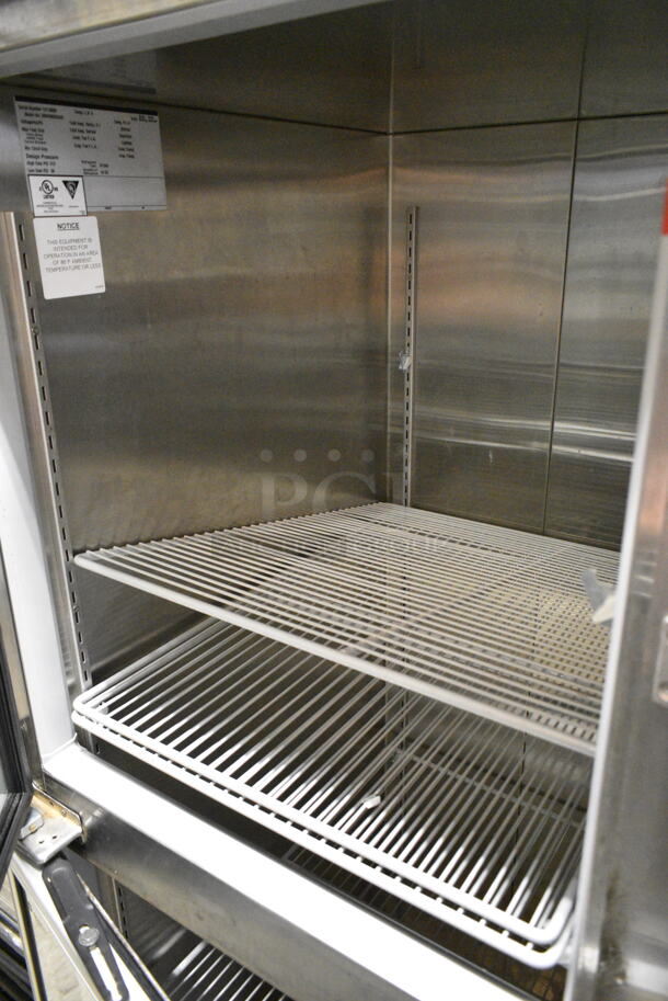 Endura MNR806SSG/0 Stainless Steel Commercial 6 Half Size Door Reach In Cooler Merchandiser w/ Poly Coated Racks and Commercial Casters. 115 Volts, 1 Phase. Tested and Working! - Image 10 of 11