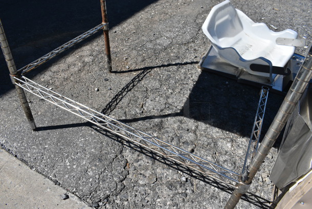 Metro Metal Table on 3 Chrome Finish Poles. 36x24x34.5 - Image 4 of 4