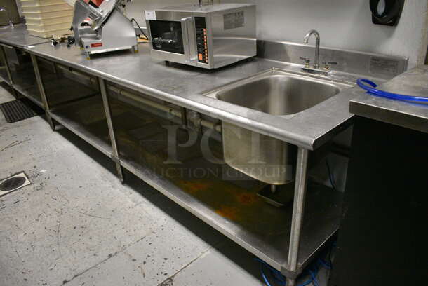Eagle Stainless Steel Commercial Table w/ Sink Basin, Faucet, Handles, Back Splash, 2 Drawers, Undershelf and Mounted Commercial Can Opener. 120x30x39. Bay 16x19x13. BUYER MUST REMOVE. (kitchen) - Image 5 of 6