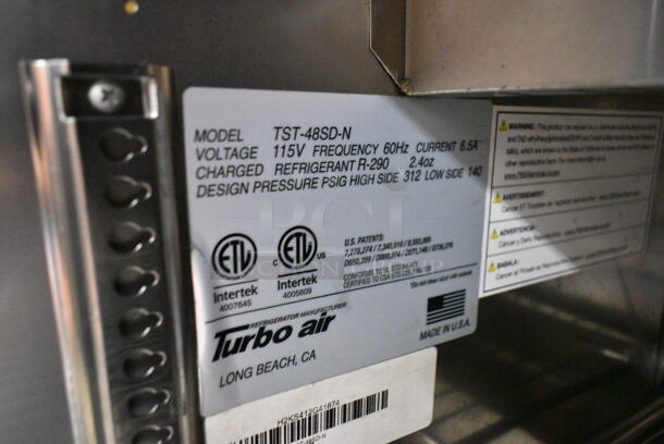 Turbo Air TST-48SD-N Stainless Steel Commercial Sandwich Salad Prep Table Bain Marie Mega Top on Commercial Casters. 115 Volts, 1 Phase. Tested and Working! - Image 9 of 9