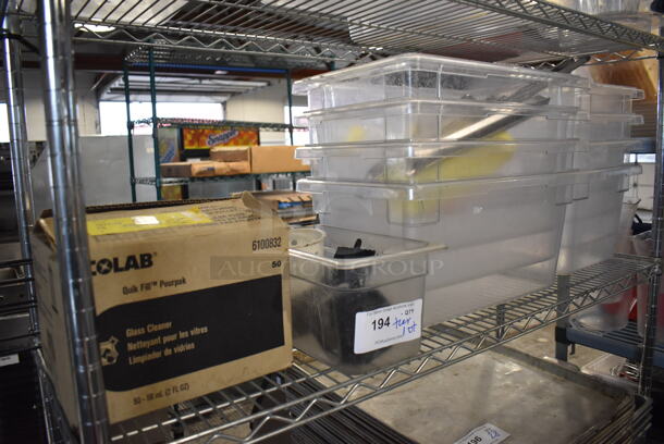 ALL ONE MONEY! Tier Lot of Various Poly Bins and Glass Cleaner
