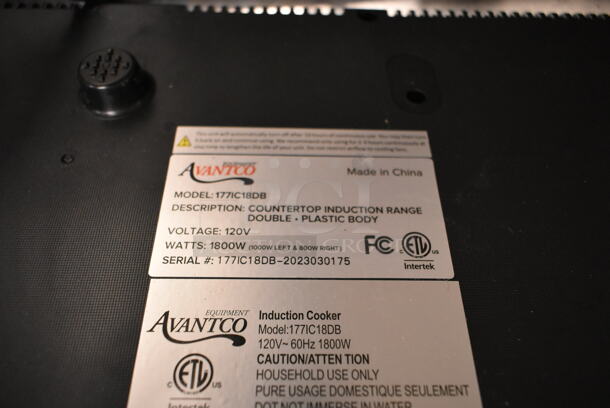 BRAND NEW SCRATCH AND DENT! 2023 Avantco 177IC18DB Stainless Steel Commercial Countertop Electric Powered 2 Burner Induction Range. See Pictures for Right Burner Damage. 120 Volts, 1 Phase.  - Image 5 of 5
