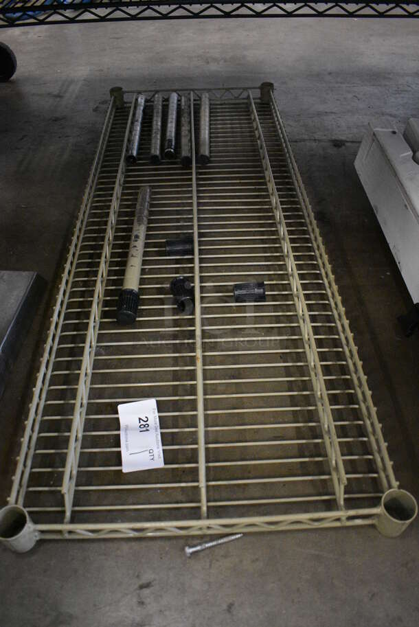 Tan Finish Shelf w/ 6 Pole Pieces. 48x18x1.5 - Image 1 of 3