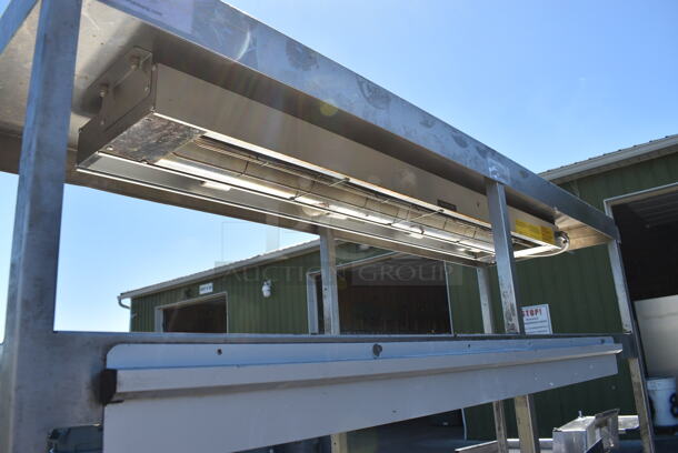 Stainless Steel Table w/ 3 Over Shelves, Warming Strip and Check Order Holding Rod on Commercial Casters. 62x29x73 - Image 6 of 6