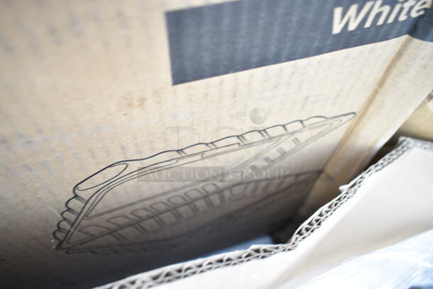 PALLET LOT of 20 BRAND NEW Boxes Including TRL-CS-10 World Centric 36-60 oz. Clear Compostable PLA Lid - 400/Case, 395TO961 EcoChoice 9" x 6" x 3" Compostable Sugarcane / Bagasse 1 Compartment Take-Out Container - 200/Case, B4545-W Elite Global Solutions B4545-W Simplicity 12 oz. White Round Melamine Bowl, 129MCR38B Choice 38 oz. Black Round Microwavable Heavy Weight Container with Lid - 150/Case, Libbey 5139 16 oz Mixing Glass, 274MOPBCKTYE Lavex 35 Qt. Yellow Mop Bucket & Side Press Wringer Combo, 433NHT101 Choice 1/6 Standard Size White "Thank You" Standard-Duty Plastic T-Shirt Bag - 700/Case, Dart Conex 20SL Translucent Lid with Straw Slot, Mompush Lithe V2 T3500M, 712B554B Speed Rail, Dart 10CPWCR Concorde 10 1/4" 3 Compartment White Non-Laminated Round Foam Plate, 395TO961 EcoChoice 9" x 6" x 3" Compostable Sugarcane / Bagasse 1 Compartment Take-Out Container - 200/Case. 20 Times Your Bid!  - Image 7 of 12