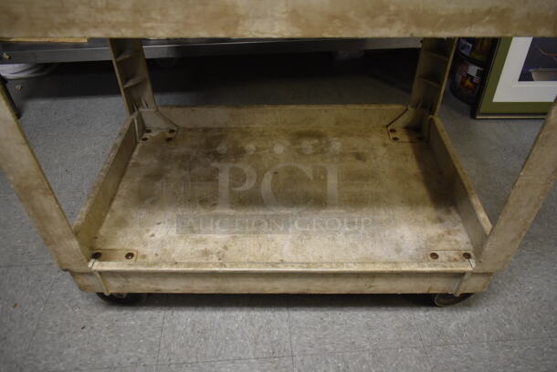 Tan Poly 2 Tier Cart on Commercial Casters. (dish room) - Image 3 of 4