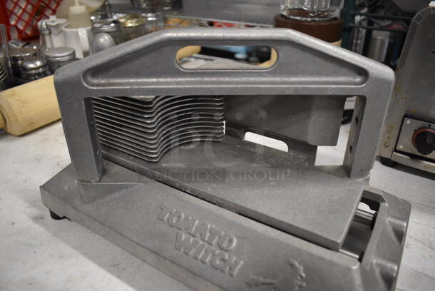 Tomato Witch Metal Countertop Tomato Slicer w/ 2 Nemco 466-1 Tomato Slicer Blades. 8x16x8 - Image 3 of 7