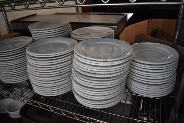 ALL ONE MONEY! Lot of Contents of Shelving Unit Including Chafing Dishes, Dish Caddies, Ceramic Plates, Bowls, Silverware. Does Not Include Shelving Unit.  - Image 6 of 12