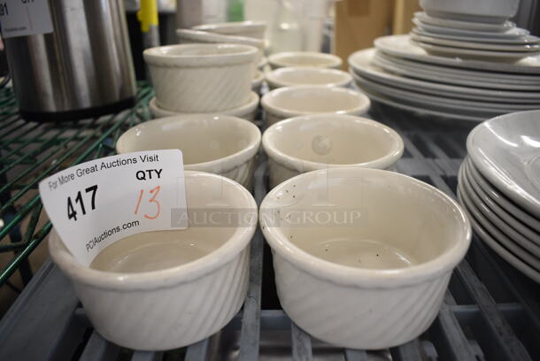 13 White Ceramic Bowls. 4x4x2. 13 Times Your Bid!