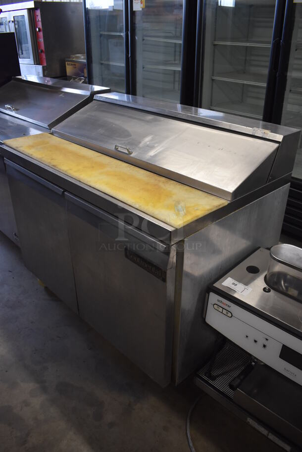 Continental SW48-42 Stainless Steel Commercial Sandwich Salad Prep Table Bain Marie Mega Top on Commercial Casters. 115 Volts, 1 Phase. 48x30x42. Tested and Powers On But Does Not Get Cold