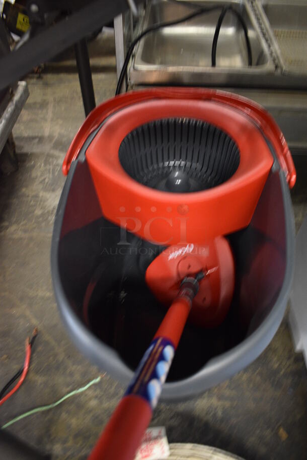 Gray and Red Poly Mop Bucket. 12x20x12 - Image 2 of 3