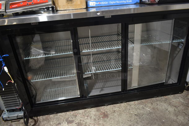 BRAND NEW SCRATCH AND DENT! 2023 Avantco 178UBB72SHC Stainless Steel Commercial 3 Door Back Bar Cooler Merchandiser. Missing 1 Door. 115 Volts, 1 Phase.  Tested and Does Not Power On - Image 4 of 9