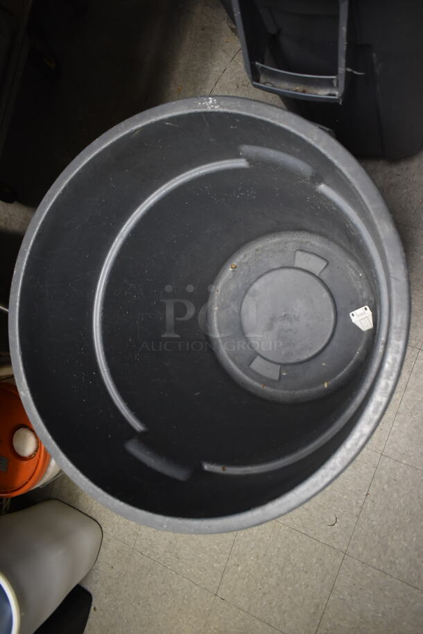 2 Gray Poly Trash Cans w/ 1 Dolly. 2 Times Your Bid! (dish room) - Image 4 of 5
