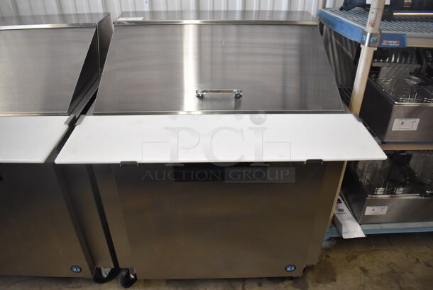 LIKE NEW! 2022 Hoshizaki SR36B-15M Stainless Steel Commercial Sandwich Salad Prep Table Bain Marie Mega Top on Commercial Casters. Unit Was Used a Few Times at a Trade Show as a Demonstration. 115 Volts, 1 Phase. 36x37x45. Tested and Working!