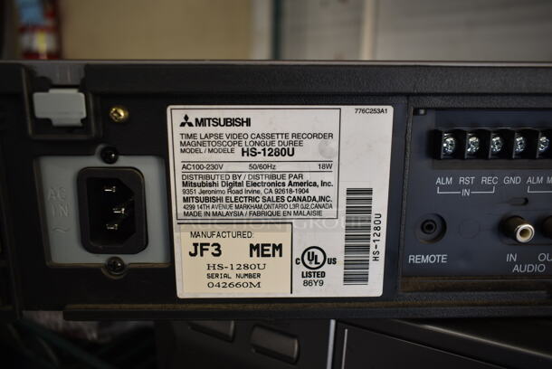 2 Mitsubishi HS-1280U Time Lapse Video Cassette Recorders. - Image 5 of 5