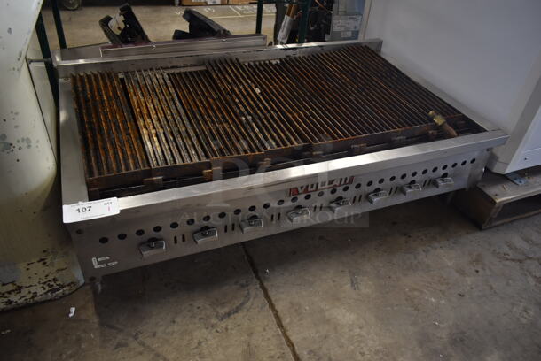 Vulcan VCCB47-1 Stainless Steel Commercial Countertop Natural Gas Powered Charbroiler Grill.