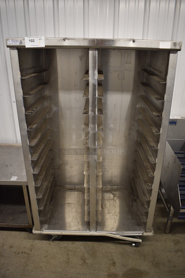 Stainless Steel Commercial 2 Section Pan Transport Rack on Commercial Casters. 37x24x60