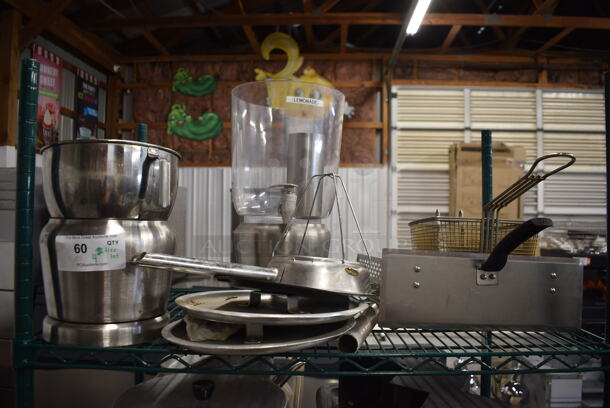 ALL ONE MONEY! Lot oF Items Including Drink Dispenser, Steel Pot, Frying Baskets, Steel and Plastic Lids, Squeeze Bottles AND MORE! - Image 2 of 6