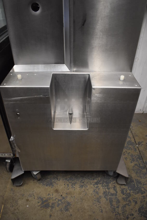 Fresh N Squeeze Stainless Steel Commercial Floor Style Automatic Citrus Juicer on Commercial Casters. 32x33x67. Tested and Does Not Power On - Image 5 of 6