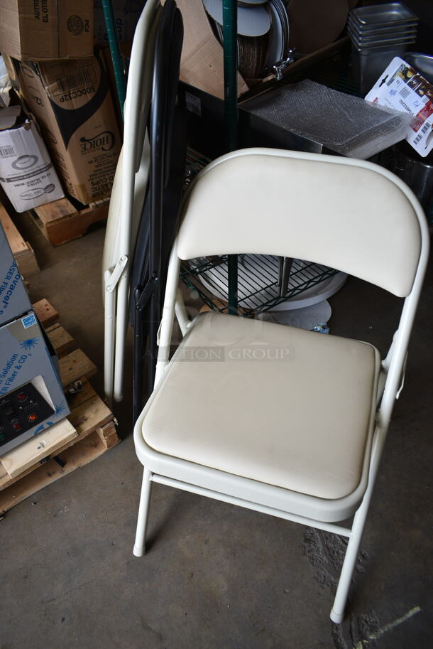 3 Folding Chairs; 2 Beige and 1 Black. 3 Times Your Bid! - Image 1 of 5