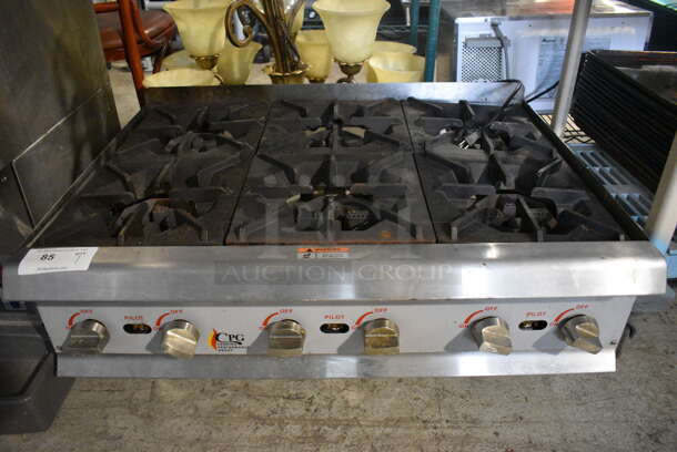 CPG Stainless Steel Commercial Countertop Natural Gas Powered 6 Burner Range. 36x27x15