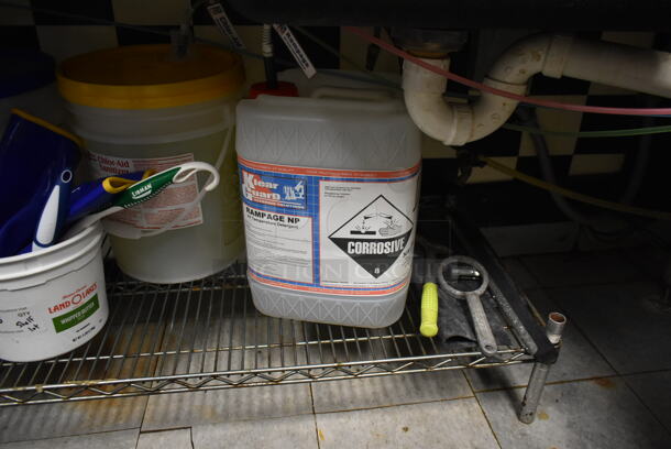 ALL ONE MONEY! Lot of Metal Wire Dunnage Rack w/ Contents Including Soap. (dish room) - Image 3 of 3