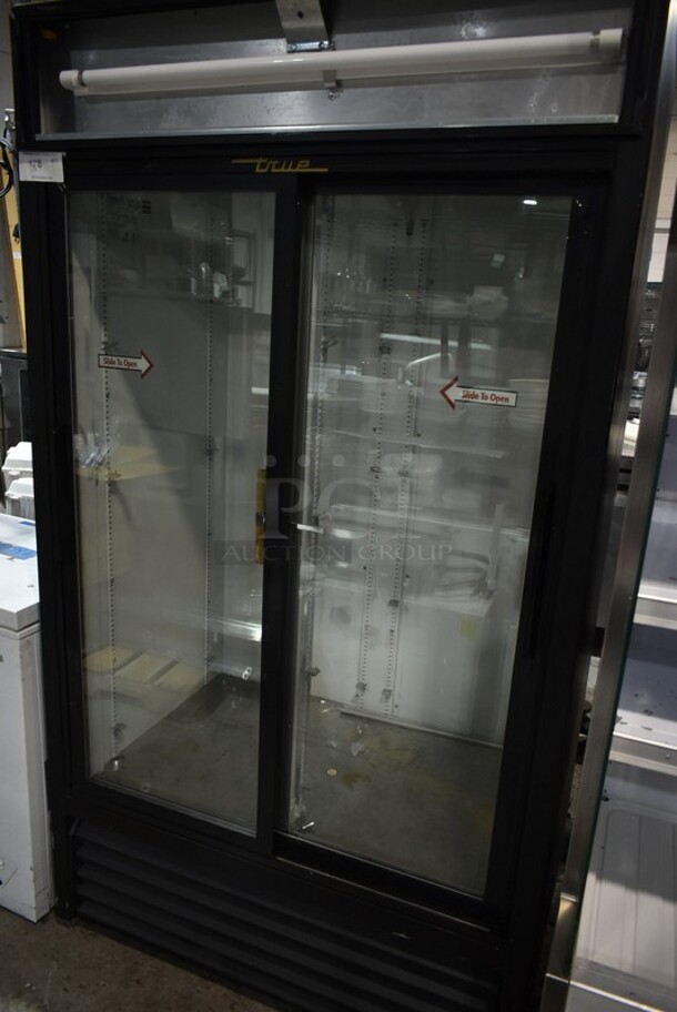 True GDM-37 Metal Commercial 2 Door Reach In Cooler Merchandiser w/ Poly Coated Racks. 115 Volts, 1 Phase. Tested and Powers On But Does Not Get Cold