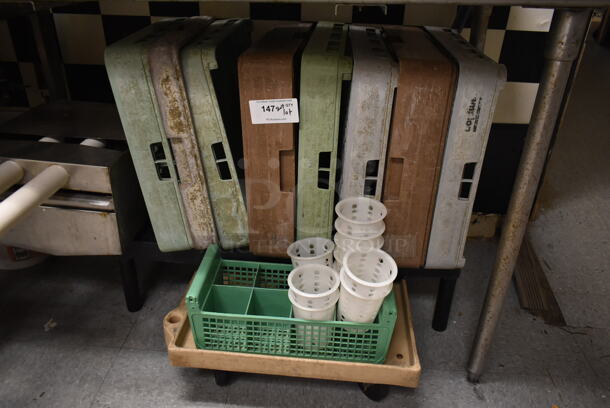 ALL ONE MONEY! Lot of Poly Dish Caddies and Dolly. (dish room) - Image 1 of 4