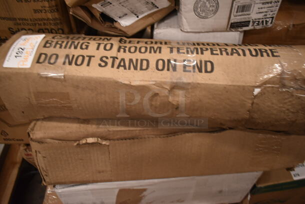 PALLET LOT of 30 BRAND NEW Boxes Including 600TWMS1648 16" x 48" Stainless Steel Tubular Wall Mounted Shelf, 500CC9 Choice 9 oz. Clear PET Customizable Plastic Squat Cold Cup - 1000/Case, 500TO883 Choice 8" x 8" x 3" Microwaveable 1-Compartment Black / Clear Plastic Hinged Container - 100/Case, CHoice 12 oz Deli Container, 12 oz Foam Bowls, 5013339XXH Lavex Pro 33 Gallon 2.5 Mil 33" x 39" Low Density Heavy-Duty Industrial Contractor Black Trash Bag Can Liner - 100/Case, 395RP09 EcoChoice Compostable Sugarcane / Bagasse 9" Plate - 500/Case, 127CH32F Choice 32 oz. Clear RPET Tall Hinged Deli Container with Domed Lid - 200/Case, Choice 8 Quart Full Size Folding Chafer. 30 Times Your Bid! - Image 7 of 12