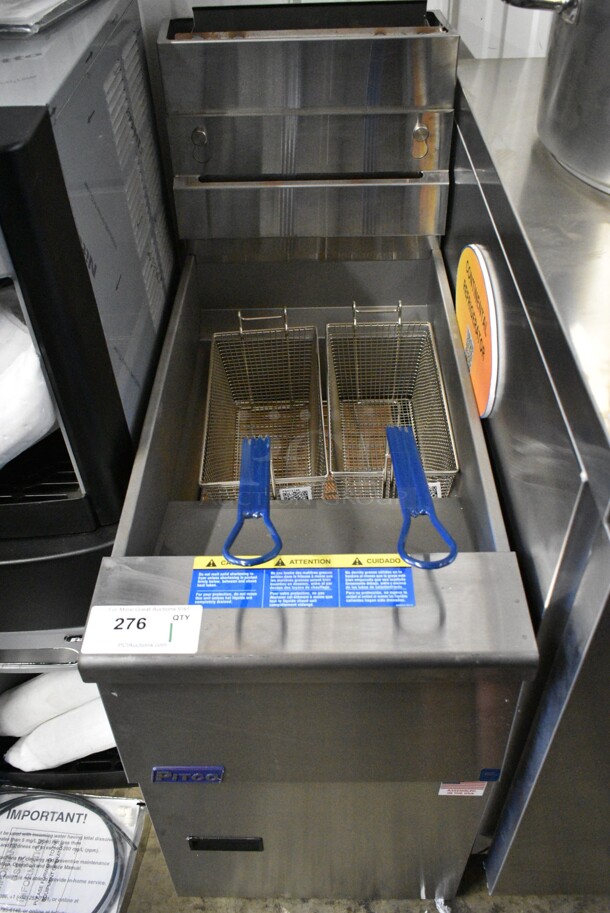 BRAND NEW SCRATCH AND DENT! 2024 Pitco Frialator SG14 Stainless Steel Commercial Floor Style Natural Gas 40-50 lb Deep Fat Fryer w/ 2 Metal Fry Baskets. 110,000 BTU - Image 7 of 11