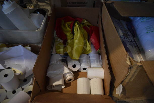 ALL ONE MONEY! Lot of Various Items Including Aluminum Foil Pans, Poly Condiment Bottles and Receipt Paper Rolls - Image 7 of 8