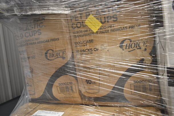 PALLET LOT of 20 BRAND NEW Boxes Including 2 Box 795PTOWHT4 Choice 7 7/8 x 5 1/2" x 3 1/2" White Microwavable Folded Paper #4 Take-Out Container - 160/Case, 3 Box 130WKFSNSPH Individually Wrapped Heavy Weight White Plastic Cutlery Pack with Napkin, 347SP6WH Visions Florence 6" Square White Plastic Plate - 120/Case, 2 Box 500CC10 Choice 10 oz. Clear PET Plastic Cold Cup - 1000/Case, 600GRSU2324C Regency Corrugated Top Glass Rack Storage Unit, Rubbermaid FG256B00BRN Glutton 56 Gallon Brown Square Trash Can. 20 Times Your Bid! - Image 5 of 9