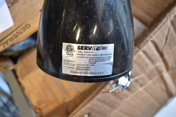 BRAND NEW SCRATCH AND DENT! ServIt 423HUR75CH Retractable Cord Ceiling Mount Heat Lamp with Modern Chrome Flared Finish Round Dome Shade - Image 5 of 5