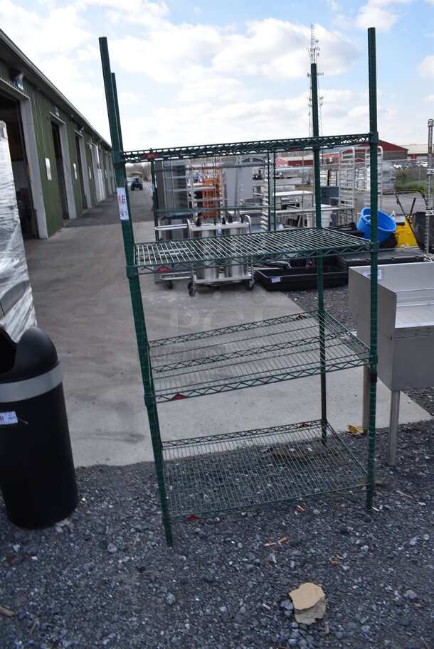 Metro Green Finish 4 Tier Wire Shelving Unit. BUYER MUST DISMANTLE. PCI CANNOT DISMANTLE FOR SHIPPING. PLEASE CONSIDER FREIGHT CHARGES. 36x24x74 - Image 3 of 3