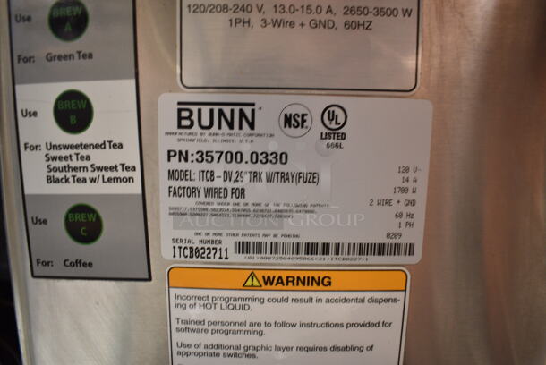 Bunn ITCB-DV Stainless Steel Commercial Countertop Iced Tea Machine. 120 Volts, 1 Phase.  - Image 5 of 5